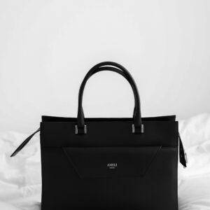 Black Leather Tote Bag